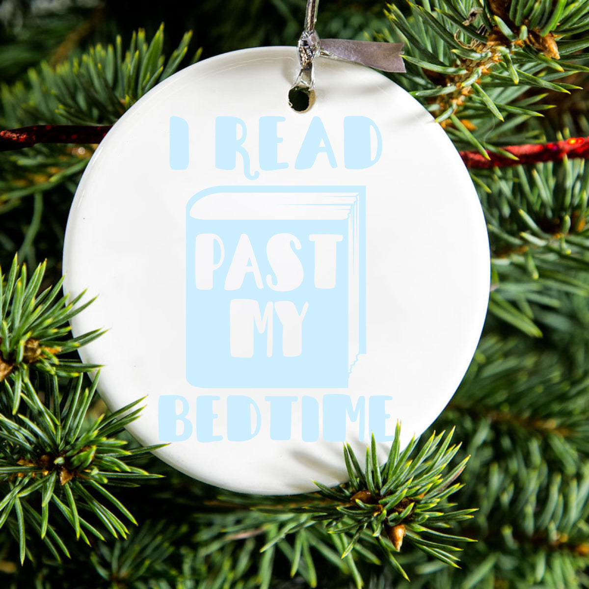 I Read Past My Bedtime Ceramic Ornament, view 2