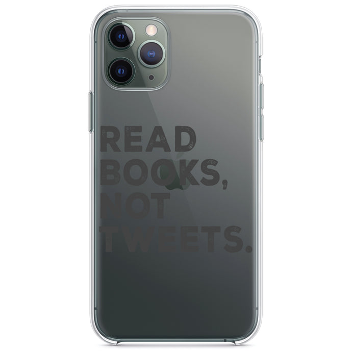 DistinctInk® Clear Shockproof Hybrid Case for Apple iPhone / Samsung Galaxy / Google Pixel - Read Books, Not Tweets