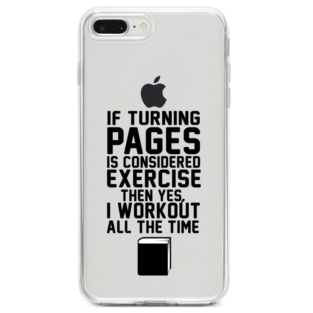 Turning Pages Considered Exercise I Workout Clear Shockproof iPhone Case, view 6