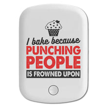 DistinctInk Magnetic Battery Pack, Wireless Portable Charger with USB-C Cable, Compatible with MagSafe iPhone 14 / 13 / 12 Series - I Bake Because Punching People is Frowned Upon
