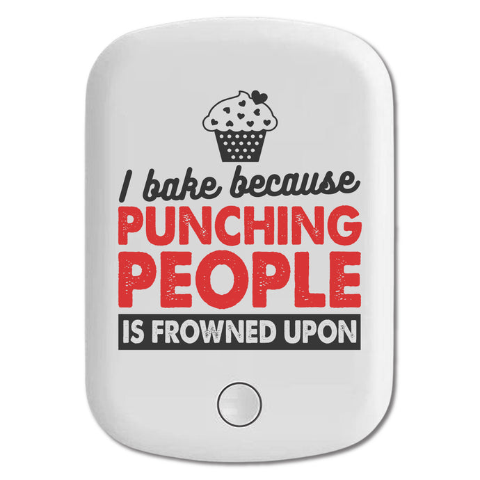 DistinctInk Magnetic Battery Pack, Wireless Portable Charger with USB-C Cable, Compatible with MagSafe iPhone 14 / 13 / 12 Series - I Bake Because Punching People is Frowned Upon