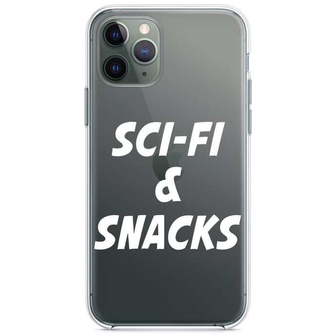 DistinctInk® Clear Shockproof Hybrid Case for Apple iPhone / Samsung Galaxy / Google Pixel - Sci-Fi & Snacks
