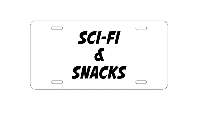 DistinctInk Custom Aluminum Decorative Vanity Front License Plate - Sci-Fi & Snacks