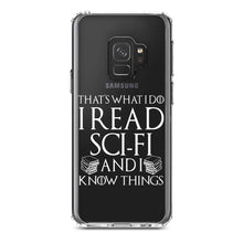DistinctInk® Clear Shockproof Hybrid Case for Apple iPhone / Samsung Galaxy / Google Pixel - I Read Sci-Fi and I Know Things