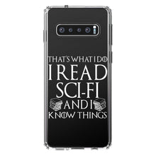 DistinctInk® Clear Shockproof Hybrid Case for Apple iPhone / Samsung Galaxy / Google Pixel - I Read Sci-Fi and I Know Things
