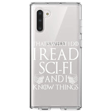 DistinctInk® Clear Shockproof Hybrid Case for Apple iPhone / Samsung Galaxy / Google Pixel - I Read Sci-Fi and I Know Things