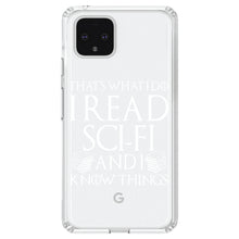 DistinctInk® Clear Shockproof Hybrid Case for Apple iPhone / Samsung Galaxy / Google Pixel - I Read Sci-Fi and I Know Things