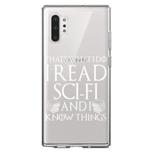 DistinctInk® Clear Shockproof Hybrid Case for Apple iPhone / Samsung Galaxy / Google Pixel - I Read Sci-Fi and I Know Things