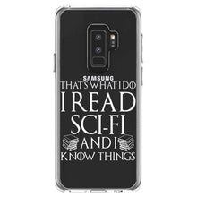 DistinctInk® Clear Shockproof Hybrid Case for Apple iPhone / Samsung Galaxy / Google Pixel - I Read Sci-Fi and I Know Things