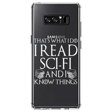 DistinctInk® Clear Shockproof Hybrid Case for Apple iPhone / Samsung Galaxy / Google Pixel - I Read Sci-Fi and I Know Things