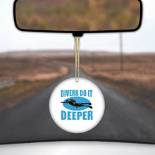 DistinctInk® Hanging Ceramic Christmas Tree Ornament with Gold String - Great Gift / Present - 2 3/4 inch Diameter - Divers Do It Deeper