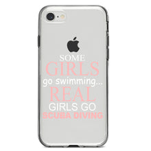 DistinctInk® Clear Shockproof Hybrid Case for Apple iPhone / Samsung Galaxy / Google Pixel - Real Girls Go Scuba Diving