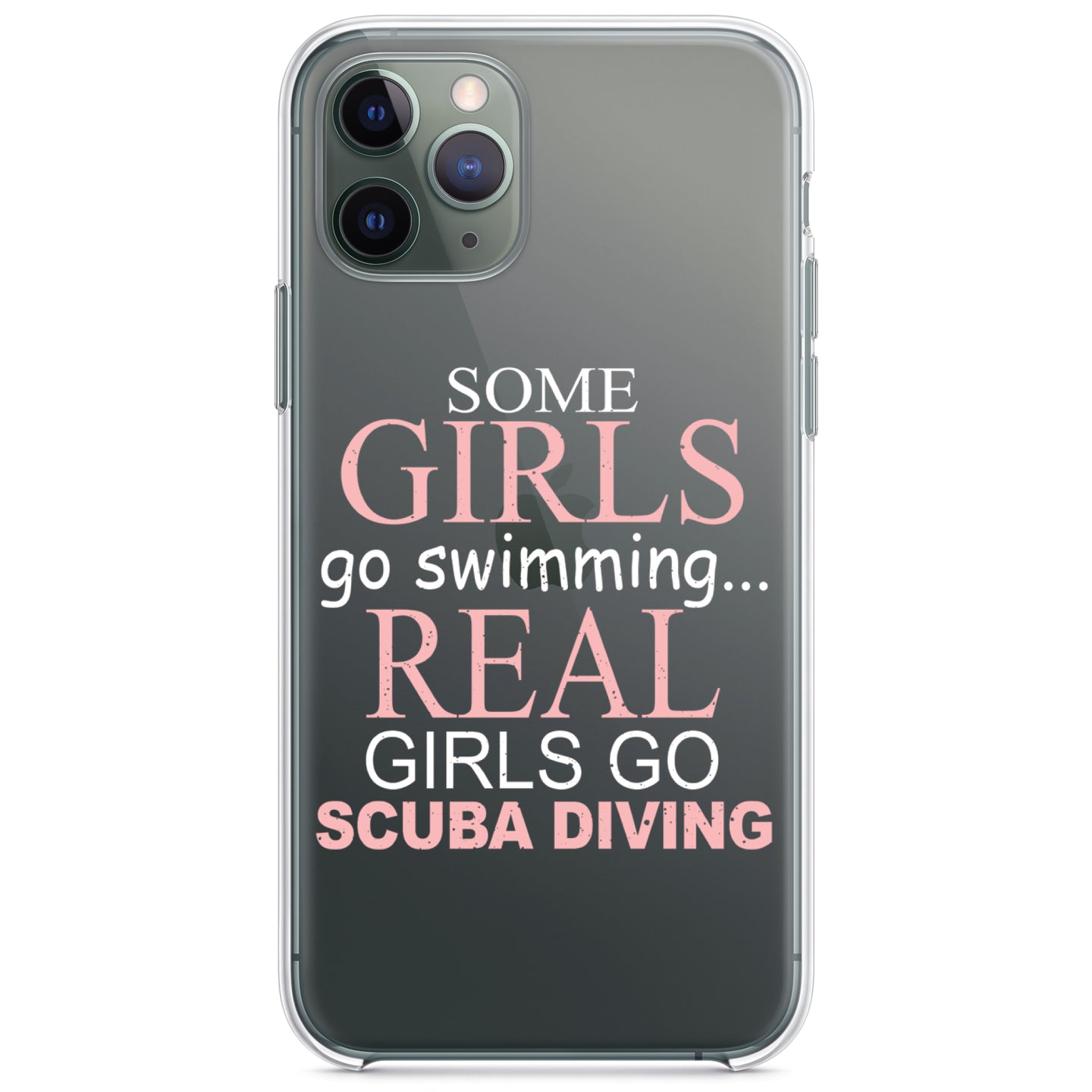 DistinctInk® Clear Shockproof Hybrid Case for Apple iPhone / Samsung Galaxy / Google Pixel - Real Girls Go Scuba Diving