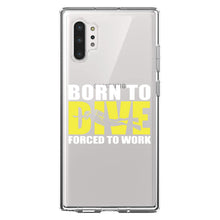 DistinctInk® Clear Shockproof Hybrid Case for Apple iPhone / Samsung Galaxy / Google Pixel - Born to Dive, Forced to Work