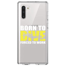 DistinctInk® Clear Shockproof Hybrid Case for Apple iPhone / Samsung Galaxy / Google Pixel - Born to Dive, Forced to Work