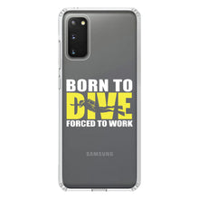 DistinctInk® Clear Shockproof Hybrid Case for Apple iPhone / Samsung Galaxy / Google Pixel - Born to Dive, Forced to Work
