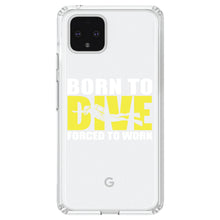 DistinctInk® Clear Shockproof Hybrid Case for Apple iPhone / Samsung Galaxy / Google Pixel - Born to Dive, Forced to Work