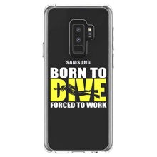 DistinctInk® Clear Shockproof Hybrid Case for Apple iPhone / Samsung Galaxy / Google Pixel - Born to Dive, Forced to Work