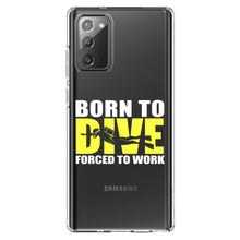 DistinctInk® Clear Shockproof Hybrid Case for Apple iPhone / Samsung Galaxy / Google Pixel - Born to Dive, Forced to Work