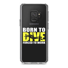 DistinctInk® Clear Shockproof Hybrid Case for Apple iPhone / Samsung Galaxy / Google Pixel - Born to Dive, Forced to Work