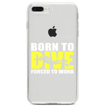 DistinctInk® Clear Shockproof Hybrid Case for Apple iPhone / Samsung Galaxy / Google Pixel - Born to Dive, Forced to Work