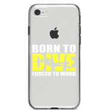 DistinctInk® Clear Shockproof Hybrid Case for Apple iPhone / Samsung Galaxy / Google Pixel - Born to Dive, Forced to Work