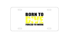 DistinctInk Custom Aluminum Decorative Vanity Front License Plate - Born to Dive, Forced to Work