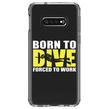 DistinctInk® Clear Shockproof Hybrid Case for Apple iPhone / Samsung Galaxy / Google Pixel - Born to Dive, Forced to Work