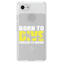 DistinctInk® Clear Shockproof Hybrid Case for Apple iPhone / Samsung Galaxy / Google Pixel - Born to Dive, Forced to Work