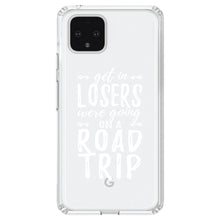 DistinctInk® Clear Shockproof Hybrid Case for Apple iPhone / Samsung Galaxy / Google Pixel - Get In Losers, We're Going on a Road Trip
