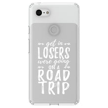 DistinctInk® Clear Shockproof Hybrid Case for Apple iPhone / Samsung Galaxy / Google Pixel - Get In Losers, We're Going on a Road Trip