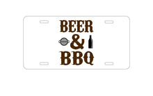 DistinctInk Custom Aluminum Decorative Vanity Front License Plate - Beer & Barbecue BBQ