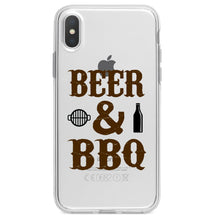 DistinctInk® Clear Shockproof Hybrid Case for Apple iPhone / Samsung Galaxy / Google Pixel - Beer & Barbecue BBQ