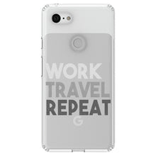 DistinctInk® Clear Shockproof Hybrid Case for Apple iPhone / Samsung Galaxy / Google Pixel - Work Travel Repeat