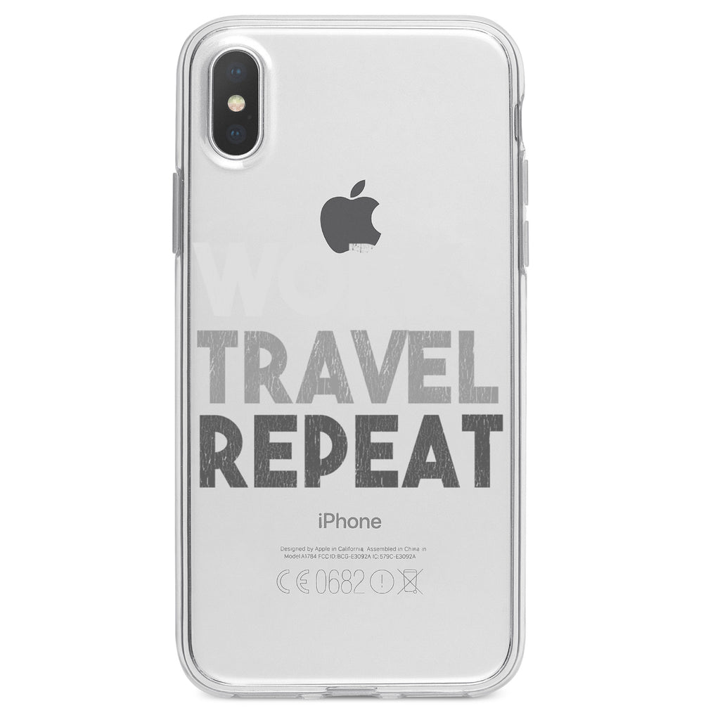 Work Travel Repeat Clear Shockproof iPhone Case, view 2