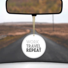 DistinctInk® Hanging Ceramic Christmas Tree Ornament with Gold String - Great Gift / Present - 2 3/4 inch Diameter - Work Travel Repeat