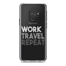 DistinctInk® Clear Shockproof Hybrid Case for Apple iPhone / Samsung Galaxy / Google Pixel - Work Travel Repeat