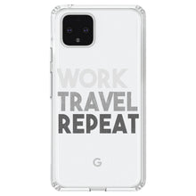 DistinctInk® Clear Shockproof Hybrid Case for Apple iPhone / Samsung Galaxy / Google Pixel - Work Travel Repeat