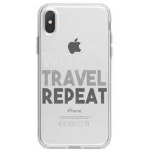 DistinctInk® Clear Shockproof Hybrid Case for Apple iPhone / Samsung Galaxy / Google Pixel - Work Travel Repeat