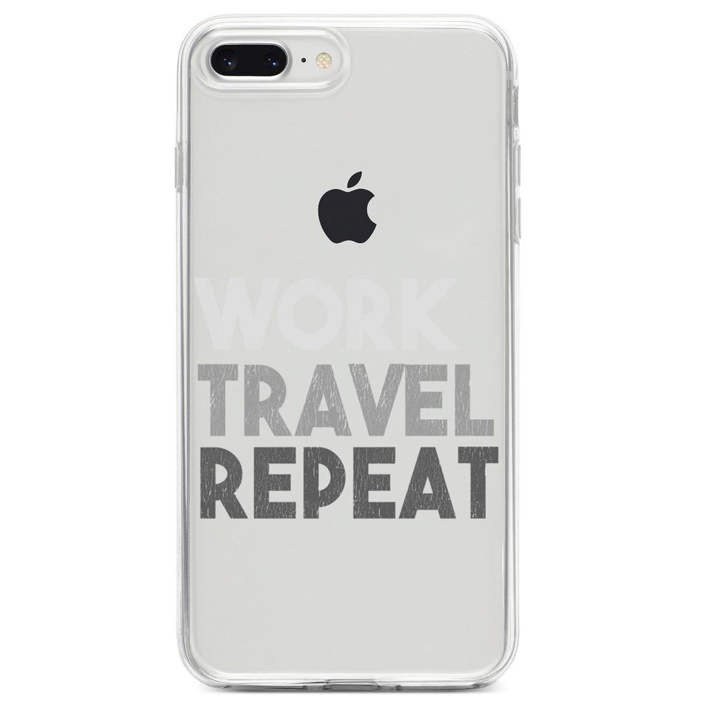 Work Travel Repeat Clear Shockproof iPhone Case, view 6