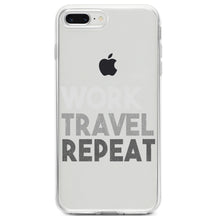 DistinctInk® Clear Shockproof Hybrid Case for Apple iPhone / Samsung Galaxy / Google Pixel - Work Travel Repeat