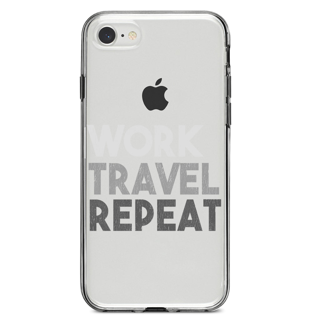 Work Travel Repeat Clear Shockproof iPhone Case, view 5