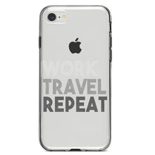 DistinctInk® Clear Shockproof Hybrid Case for Apple iPhone / Samsung Galaxy / Google Pixel - Work Travel Repeat