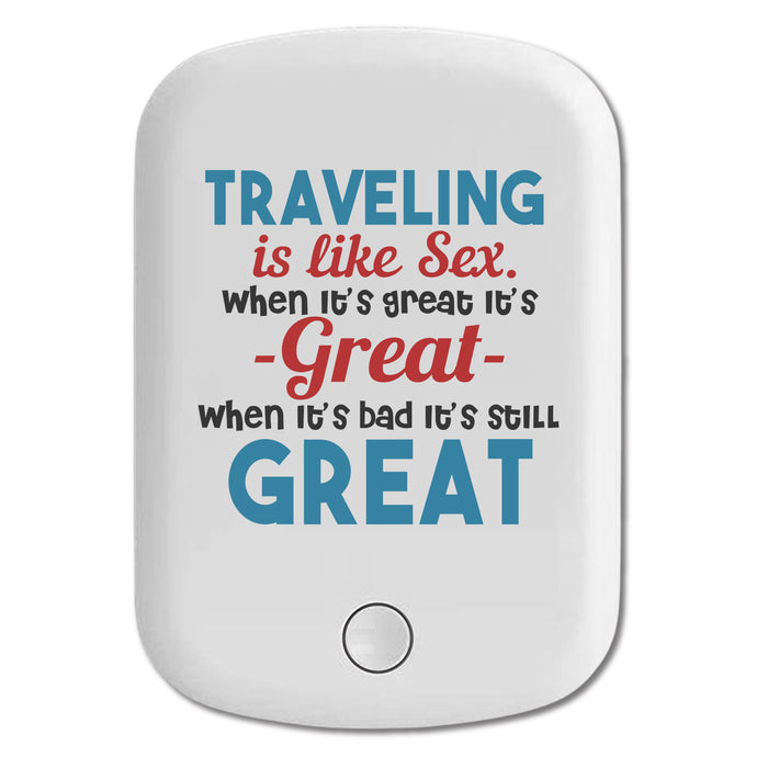 DistinctInk Magnetic Battery Pack, Wireless Portable Charger with USB-C Cable, Compatible with MagSafe iPhone 14 / 13 / 12 Series - Traveling Like Sex, Bad is Still Great