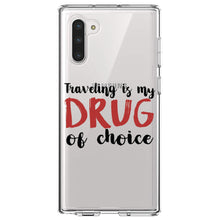 DistinctInk® Clear Shockproof Hybrid Case for Apple iPhone / Samsung Galaxy / Google Pixel - Traveling is My Drug of Choice