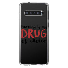 DistinctInk® Clear Shockproof Hybrid Case for Apple iPhone / Samsung Galaxy / Google Pixel - Traveling is My Drug of Choice
