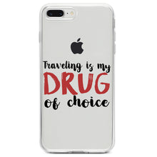 DistinctInk® Clear Shockproof Hybrid Case for Apple iPhone / Samsung Galaxy / Google Pixel - Traveling is My Drug of Choice