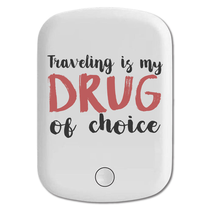 DistinctInk Magnetic Battery Pack, Wireless Portable Charger with USB-C Cable, Compatible with MagSafe iPhone 14 / 13 / 12 Series - Traveling is My Drug of Choice