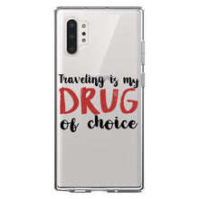 DistinctInk® Clear Shockproof Hybrid Case for Apple iPhone / Samsung Galaxy / Google Pixel - Traveling is My Drug of Choice
