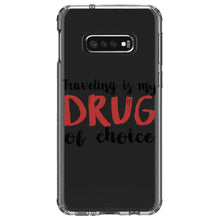 DistinctInk® Clear Shockproof Hybrid Case for Apple iPhone / Samsung Galaxy / Google Pixel - Traveling is My Drug of Choice
